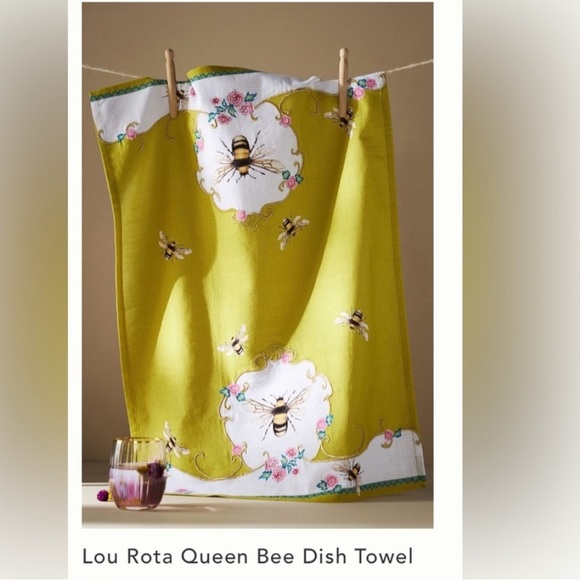 Anthropologie Lou Rota Queen Bee dish towel size 28”by 21” - Picture 8 of 9